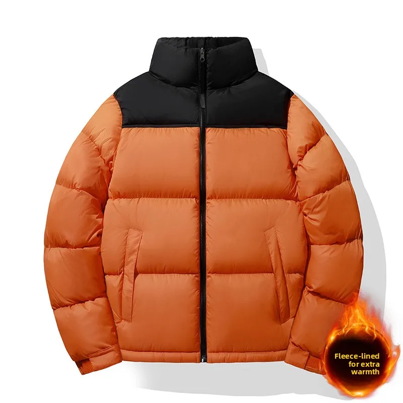 2025 hiver ample grande taille mode polyvalent pain vêtements tendance col montant couleur unie veste hommes hommes veste