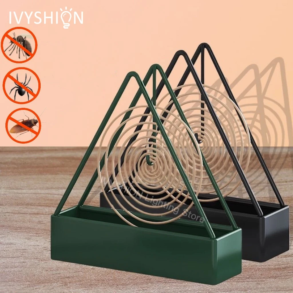 

Anti-Scald Mosquito Coil Holder With Tray Creative Wrought Iron Triangular Shape Mosquito Repellent Incense Rack Home Decor Tool