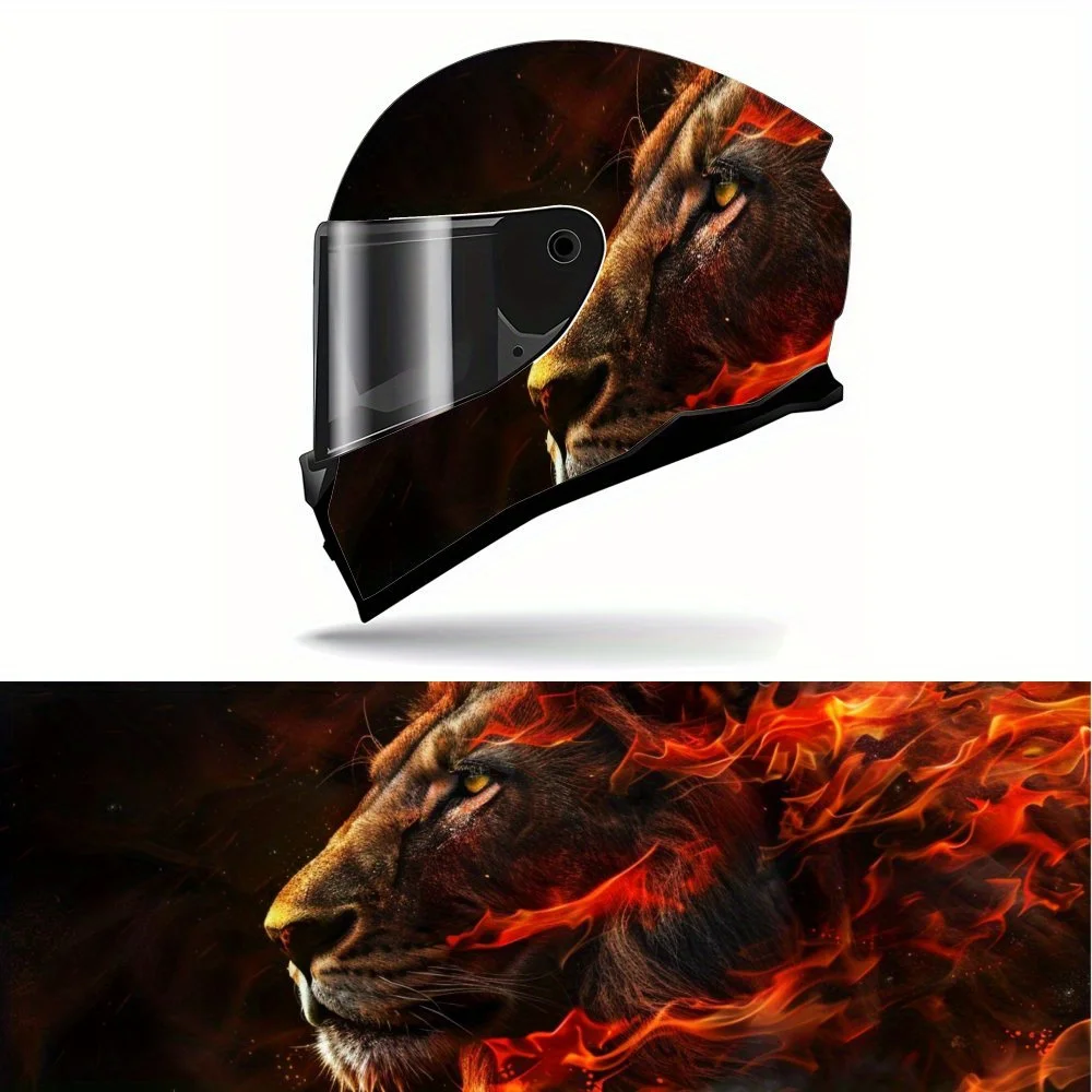 

Powerful flame black lion motorcycle vinyl wraps helmet decal,self-adhesive waterproof helmet decoration,universal motorcycle he