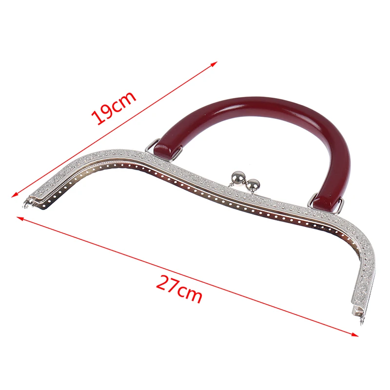 1 ST 27 cm Vierkante Ronde Houten Metalen Frame Kus Sluiting Voor Handvat Tas Portemonnee Accessoires DIY Bagage Handgemaakte materialen