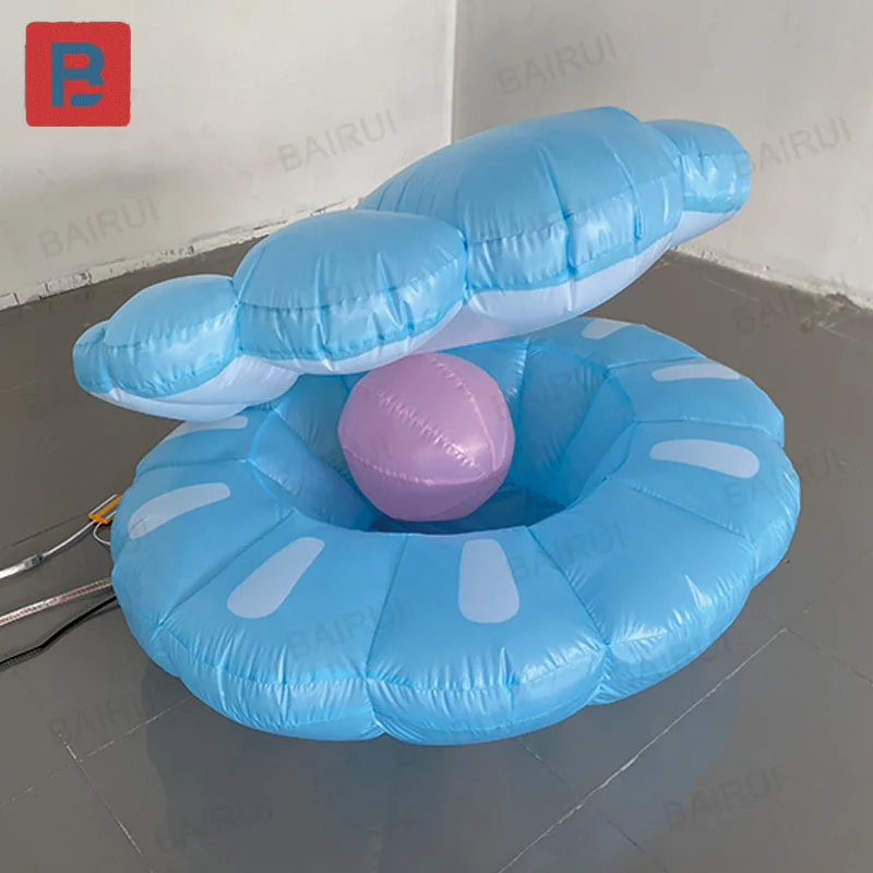 Conchas azules inflables, modelos de aire animal, con sopladores, accesorios de decoración para eventos a gran escala al aire libre y pueden iluminar