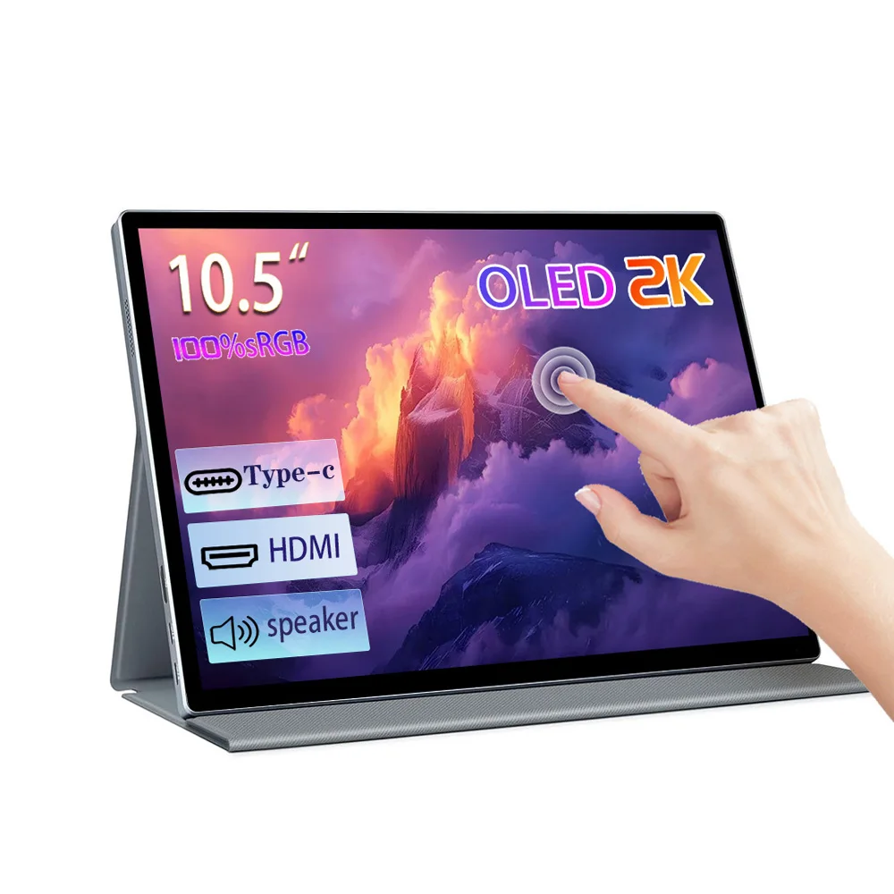 OLED Portable Monitor 10.5' 2k TouchScreen, Raspberry Pi Monitor, SRGB 100%, Dual USB-C, HDMI for Laptop Mac Phone PS4/5 Switch