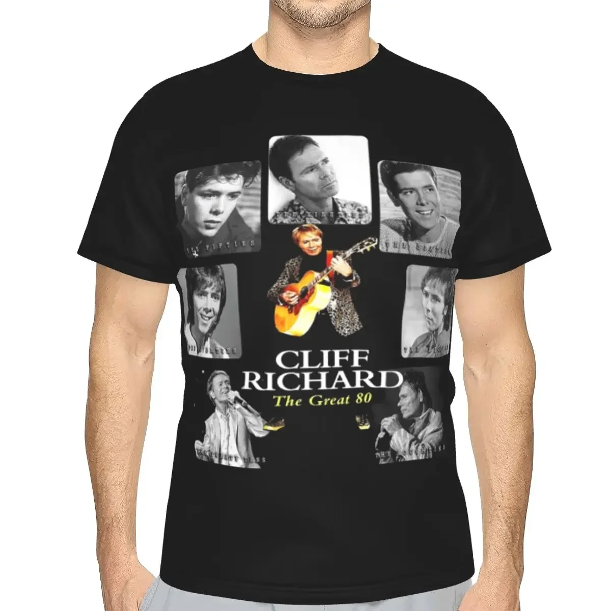 American Legend Singer Songwriter Actor Cliff Richard polyester T-Shirt Men'sFashion T Shirts Men Crew Neck Short Sleeve