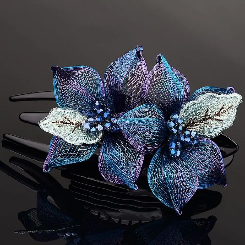 

Женская заколка для волос в корейском стиле в стиле ретро, большой головной убор, заколка для волос с цветком, заколка для волос, изысканный головной убор с кристаллами для девочек