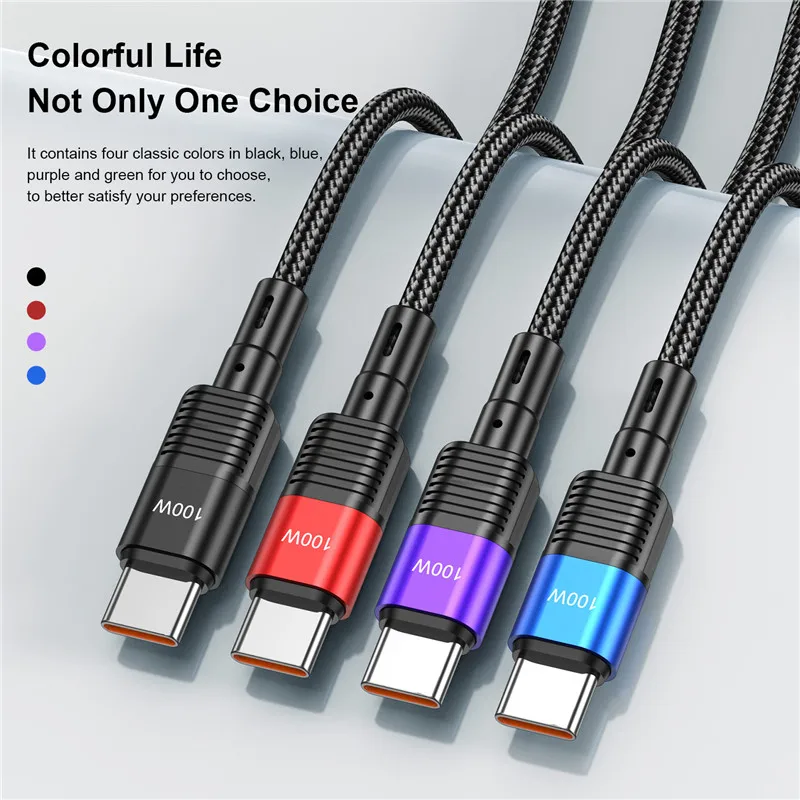 USLION 7A USB C Fast Charging Cable Moble Phone Quick Charger For Huawei P40 Pro P30 100W Wire USB Type-C Data Cord For Samsung