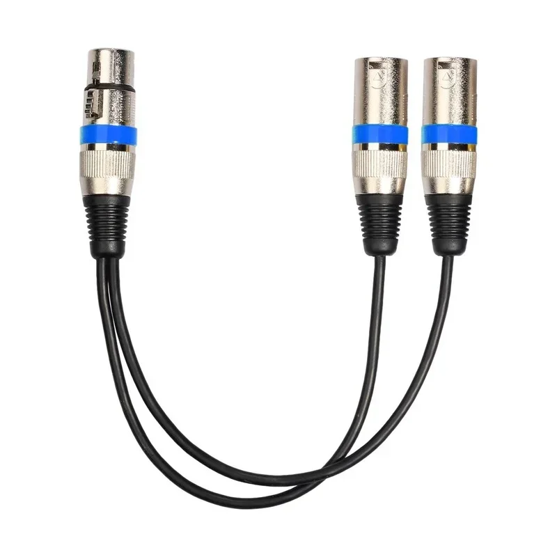 Conector hembra XLR de 3 pines a doble enchufe macho Y divisor, 30cm para Cable adaptador de amplificador, altavoz, mezclador de auriculares