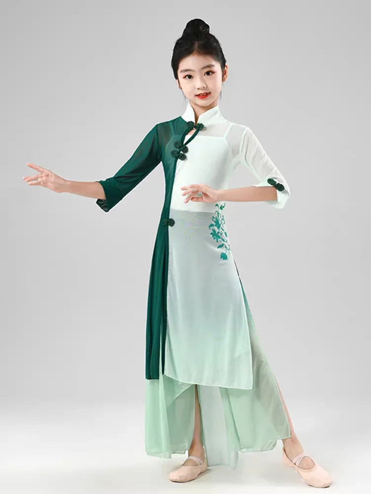 

Child Chinese Classic Yangko Dance Costume Girl National Fan Dance Dress Oriental Hanfu Folk Dancewear Umbrella Dancer Wear
