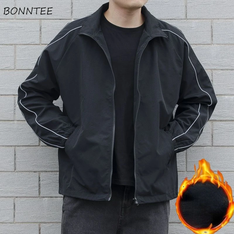 

Jackets for Men Panelled Casual Baggy Plus Velvet Coat Warm All-match Handsome Streetwear Personality Autumn Daily Hombre Chic