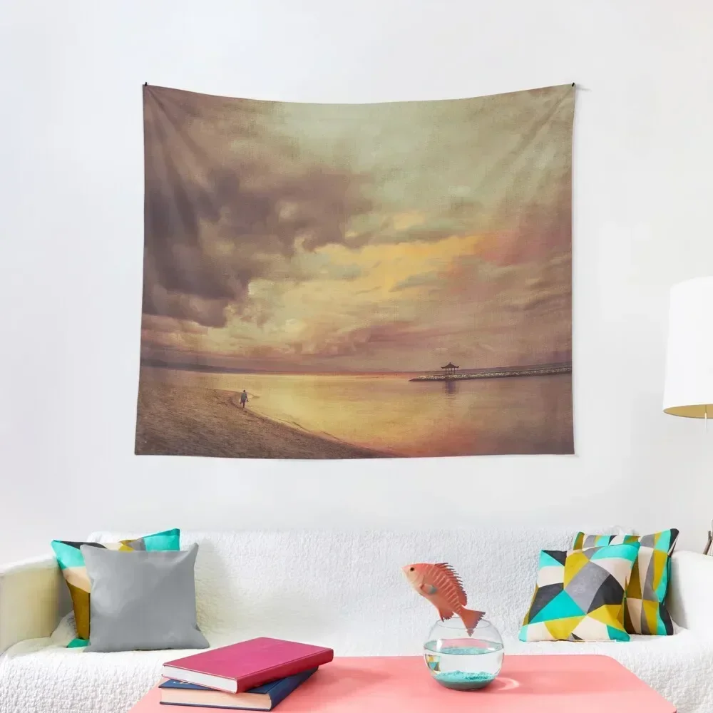 Walk Alone - Balinese Beach at Sunrise Tapestry Christmas Decoration Wall Hanging Decor Home Supplies Tapestry