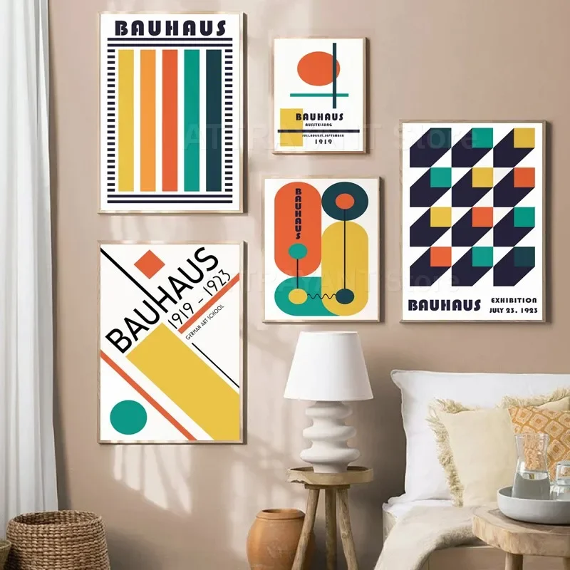 

Colorful Bauhaus Exhibition Posters Modern Geometric Gallery Wall Art Prints Canvas Painting Abstract Pictures Living Room Decor