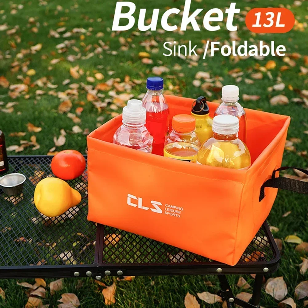 13L Square Folding Water Bucket Portable Collapsible Bucket For Camping Fishing Collapsible Bucket 500D PVC Tarpaulin Waterproof