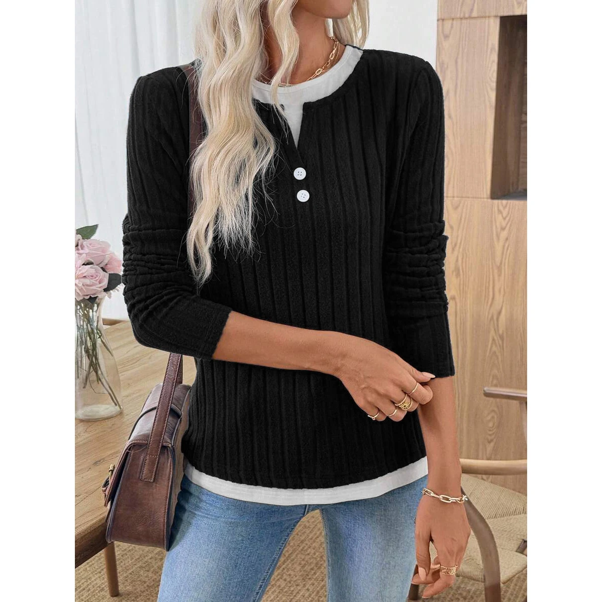 Comfortable Fashion Sweater Womens Knit Sweater Button Decoration Sweater Polyester Fabric Blend Medium Elasticity Stretch