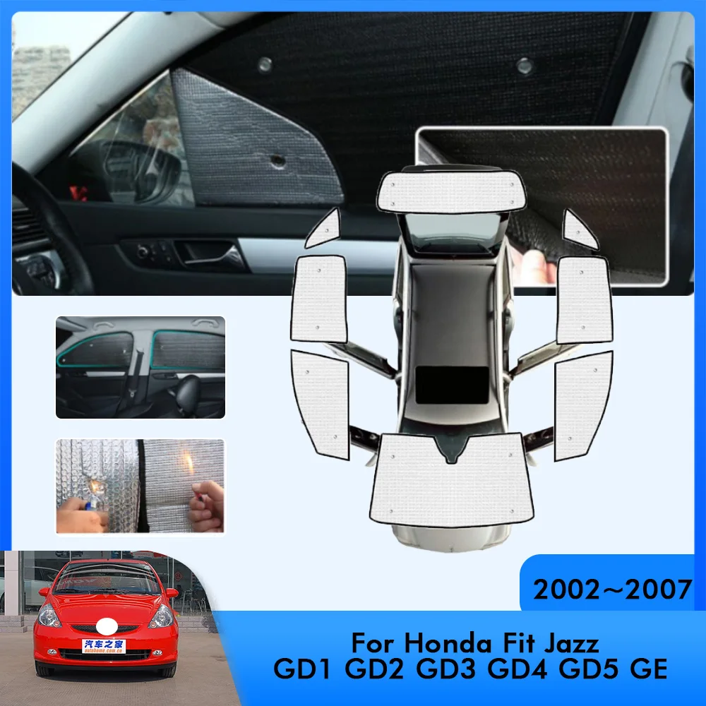 Car Sunshade For Honda Fit Jazz GD1 GD2 GD3 GD4 GD5 GE 2002~2007 2006 2005 Auto Accessories Sun Visor Protection Window Curtains