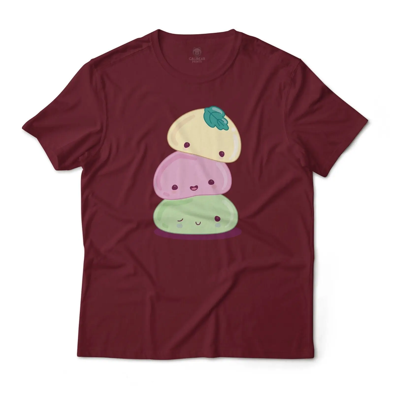 Camiseta estampada de Mochi japonés apilado, 100% algodón, Unisex