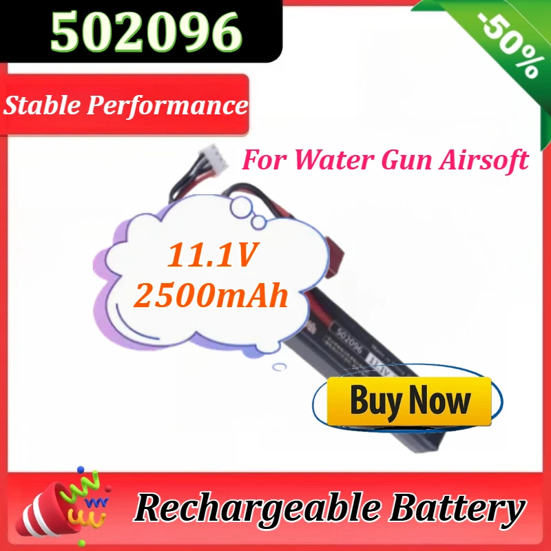 

11.1V 2500mAh 502096 Lipo Battery for Water Gun Airsoft T Plug for Airsoft BB Air Pistol Electric Toys Guns Parts Rechargeable