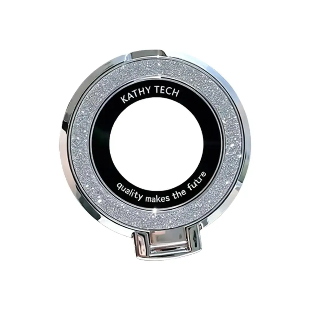 Doppelring-Handyhalter mit Ständer, Glitzer, faltbarer Handyring-Griff, ultradünner ABS-Fingerring-Ständer, universeller, mehrwinkeliger Tischständer – Detail 4