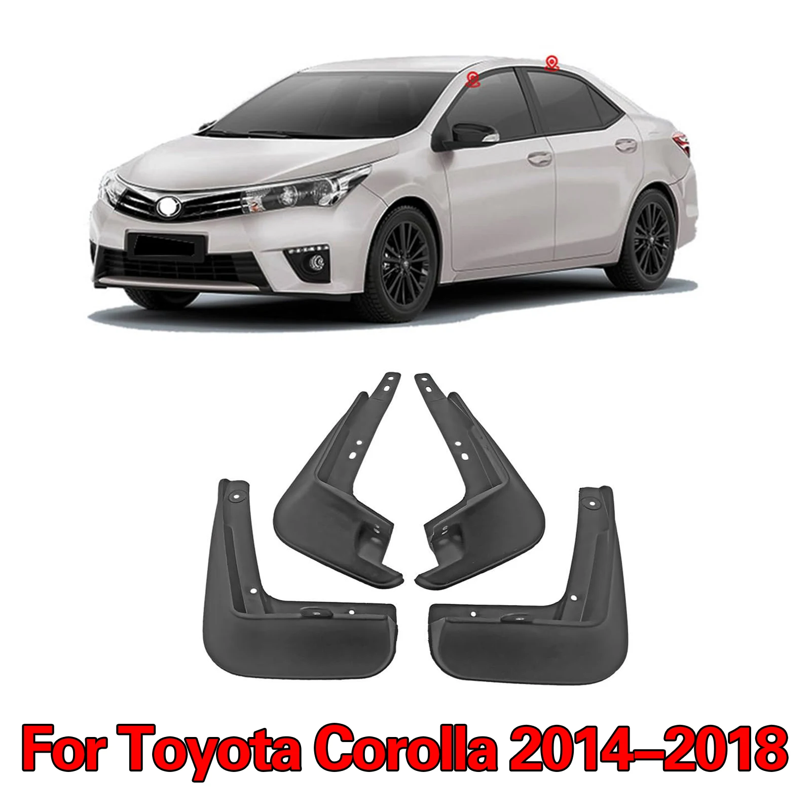 

Car Mud Flaps Mudguard For Corolla 2014-2018 Front and Rear Mudflaps Splash Guards Heavy Duty Flares 4-PC Auto Accessories