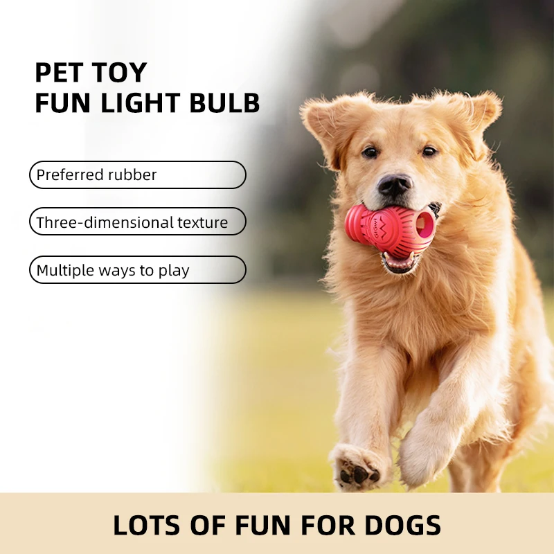 GiGwi Pet Toy Leaking Ball Fun Light Bulb Molar Ball Toys Chewers Interactive Rubber Teeth Cleaning for Medium Large Dogs Toy