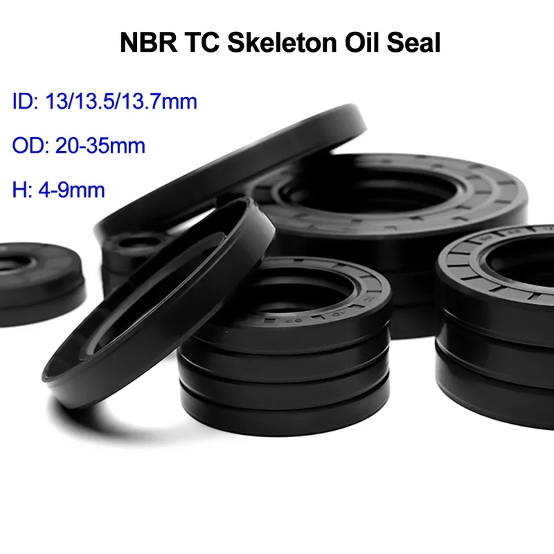 

Black NBR TC/FB/TG4 Skeleton Oil Seal ID 13/13.5/13.7mm OD 20-35mm Thickness 4-9mm Nitrile Butadiene Rubber Gasket Sealing Rings