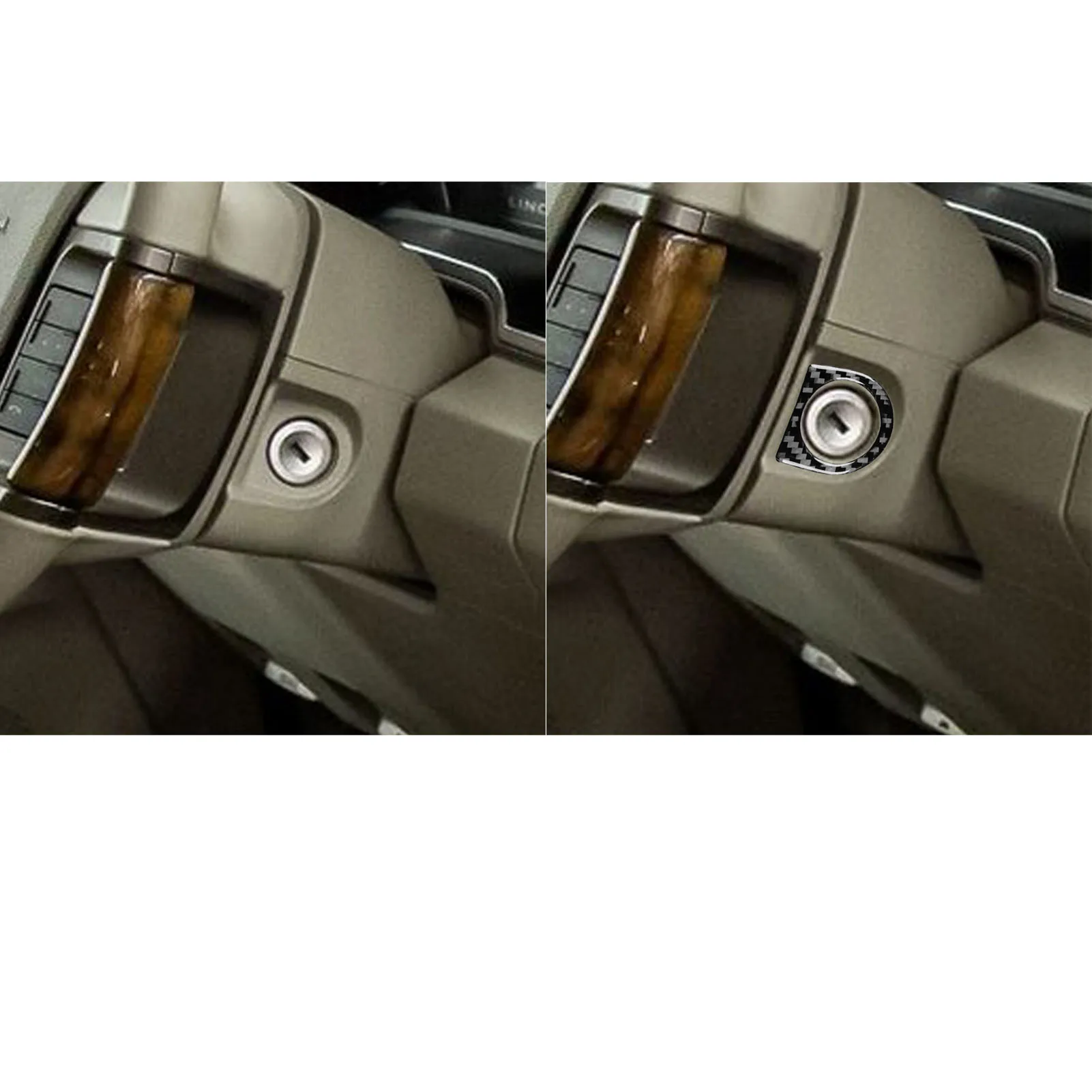 Real Carbon Fiber Car Accessories Key Hole Engine Start Decorative Trim Cover Soft Sticker For Lincoln Navigator 2007-2014 view 5