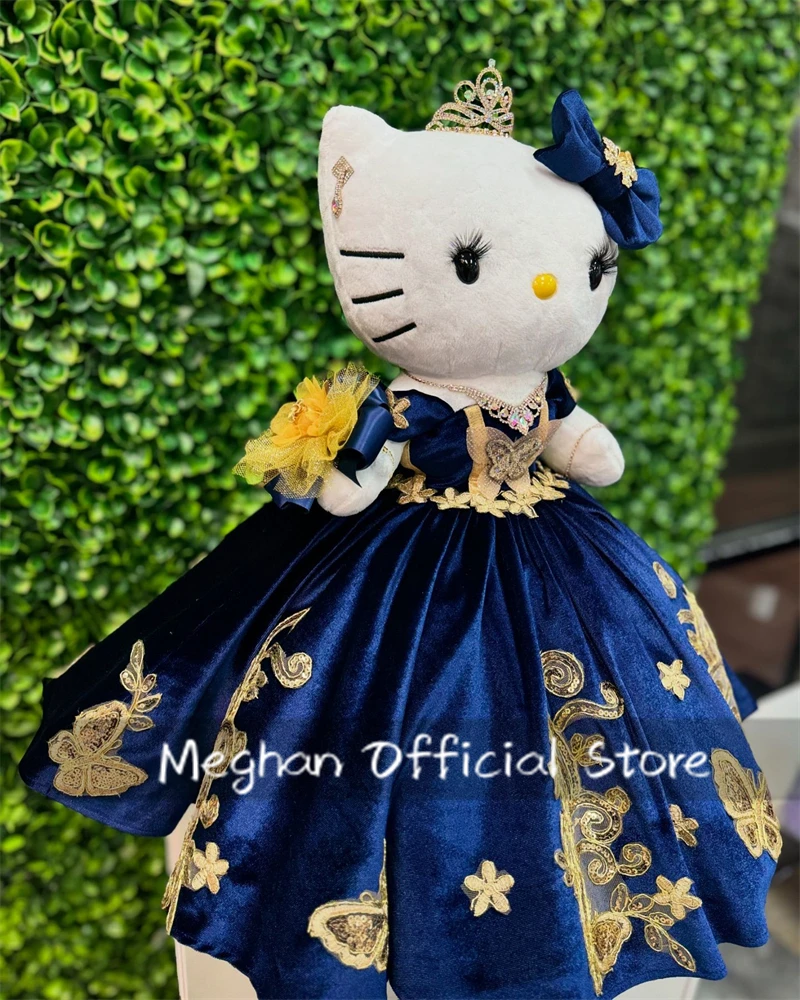 Navy Blue Off The Shoulder Special Link For Personalized Quinceanera Teddy Bear Dress Beaded Appliques Ruffles Robe Customized