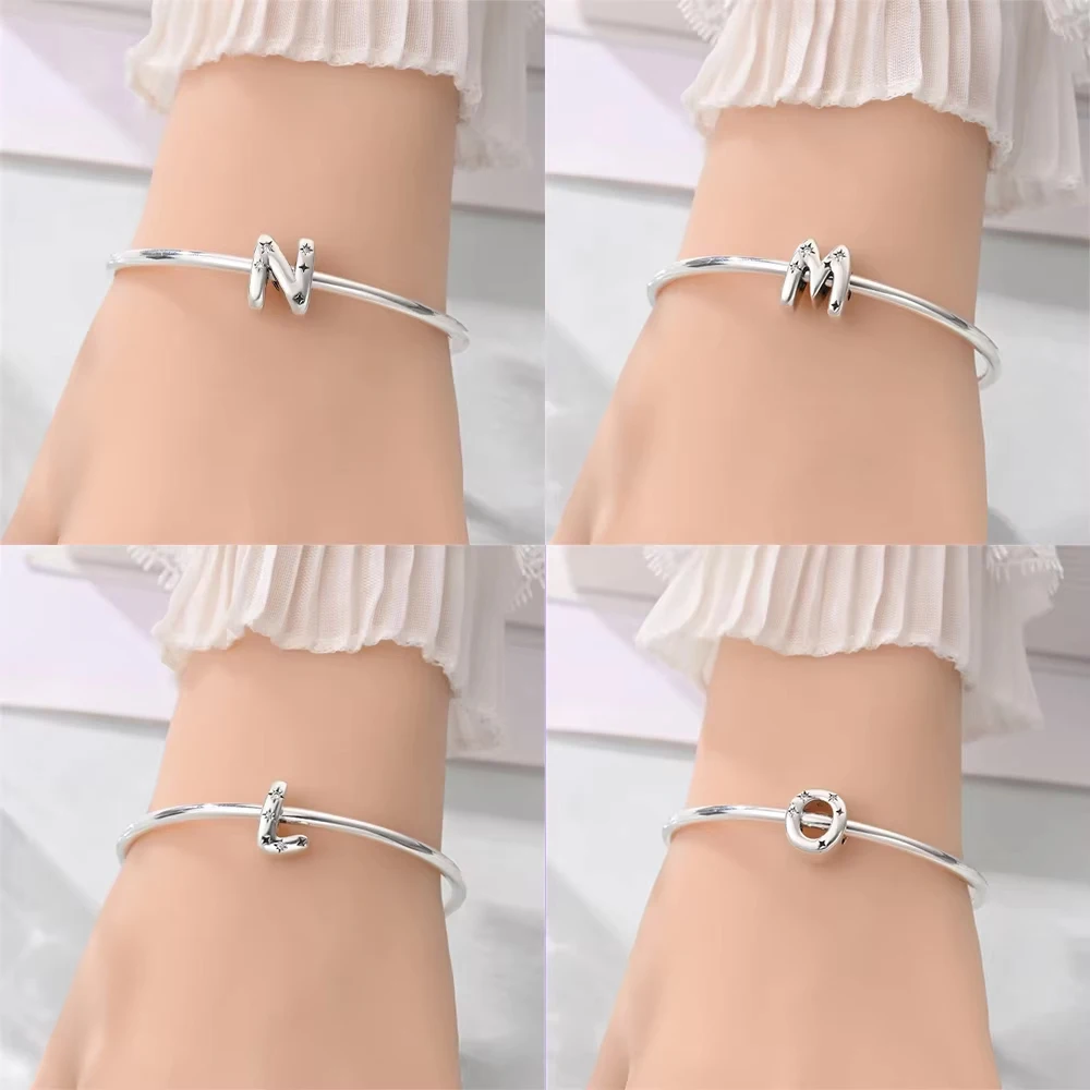 Original 925 Silver Elegant A-Z 26 Letters Charms BeadsFit Original Bracelets Bag Keychain Pendant Diy Women Jewelry Gift view 2