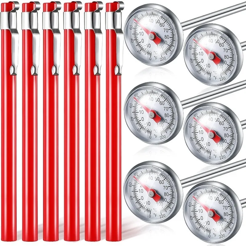 

Xuhal 6 Pcs Stainless Steel Kitchen Thermometer with 5 Inch Long Stem 1 Inch Dial Thermometer Milk Frothing Food for Oven Probe