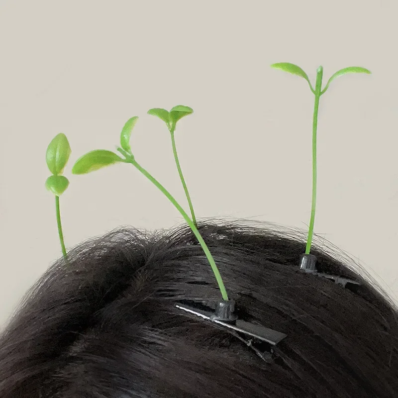 Cute Artifacts Funny Little Bean Sprouts With Grass Growing On Their Heads Sprouting Grass Hair Clips Cute Bean Sprout Clips 집게핀