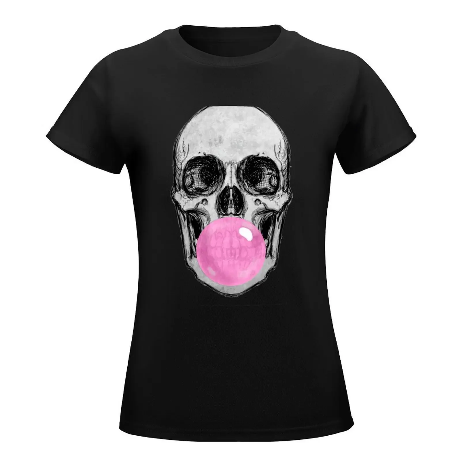 Skull Bubble Gum T-Shirt graphics lady clothes oversized funny t shirts for Women