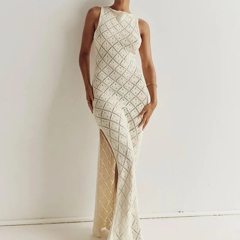 Vestidos femininos vestido convidado casamento 2025 primavera malha ilhó bordado a céu aberto em camadas gota-cintura princesa novo deslocamento francês ol