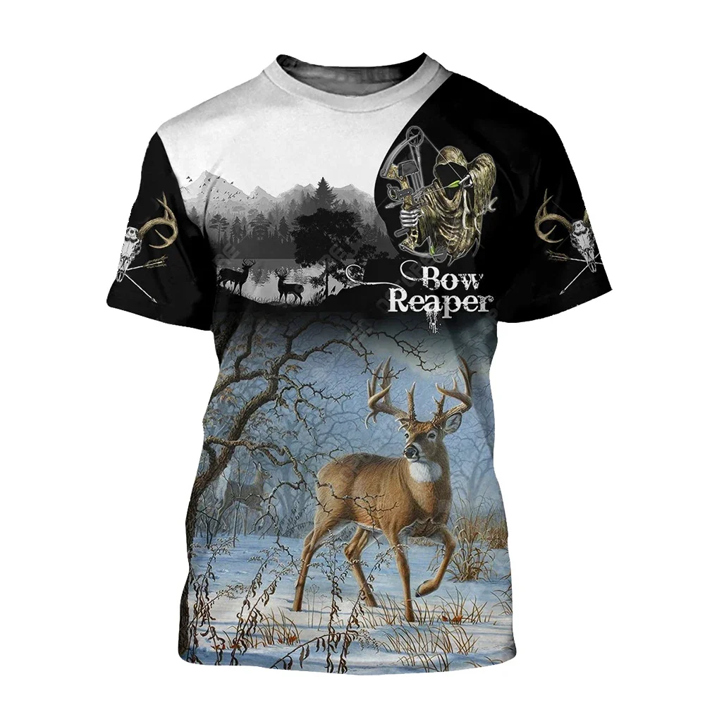 Summer Hunter 3D Print T Shirt Outdoor Sports Hunting Deer Hunting Short Sleeve Man's T-Shirt Teenagers Clothes Drop Shipping