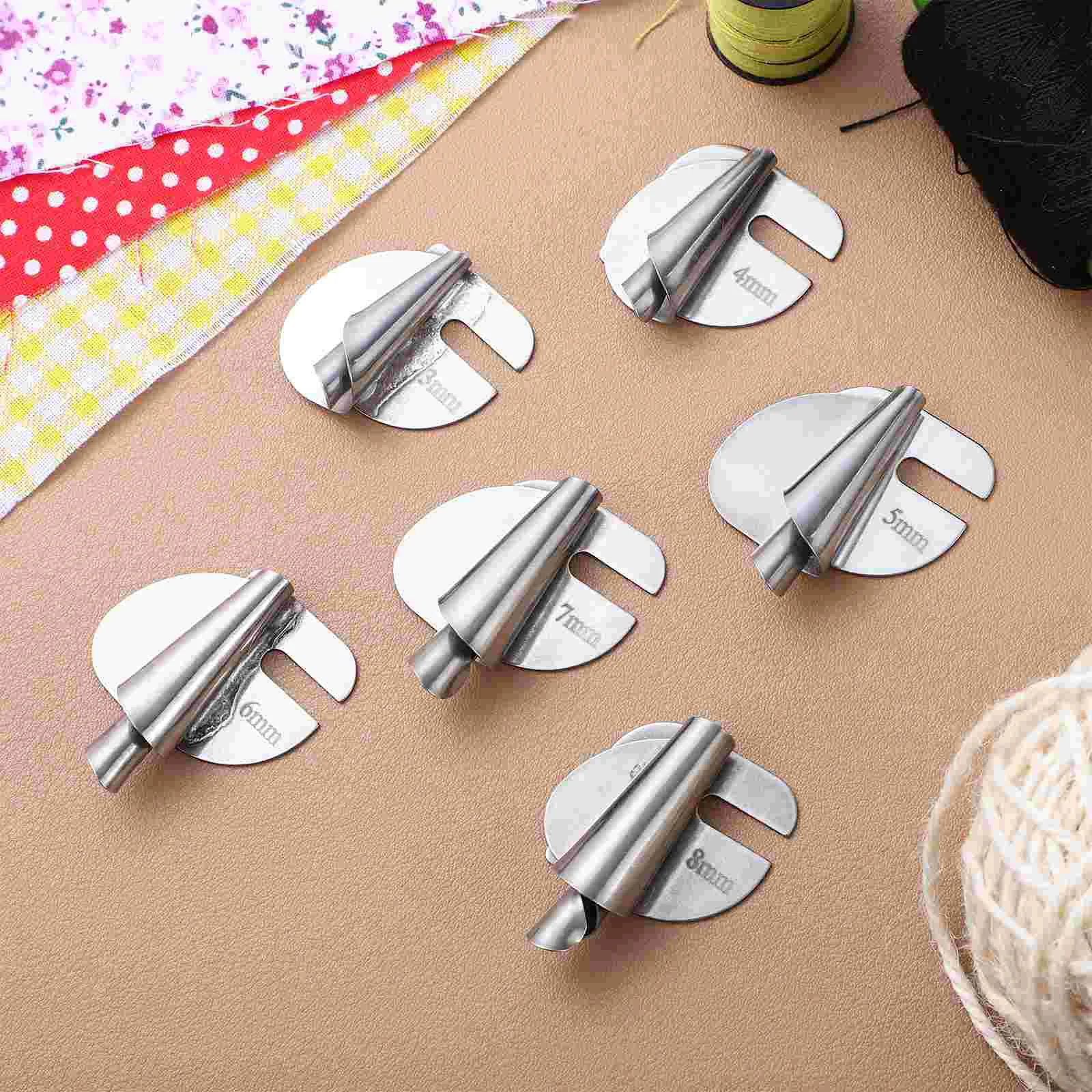 Prensatelas Universal para dobladillo para máquinas de coser, carpeta enrollada con bordes metálicos, accesorio para dobladillo de acero, 6 uds.