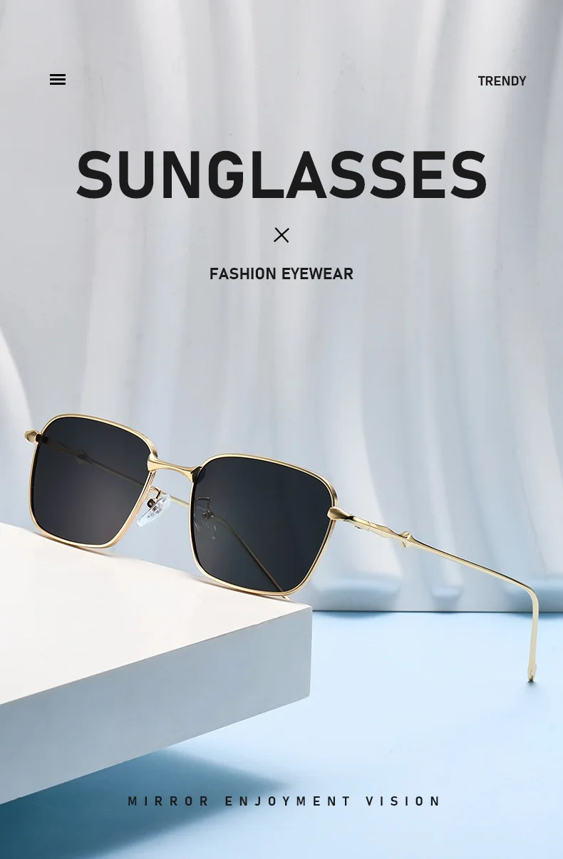 Raffinierte Sonnenbrille im reifen Stil mit dünnem Metallrahmen, quadratischem Design und Gesichtsverschlankung für einen trendigen, vielseitigen Stil 2184 – Detail 2
