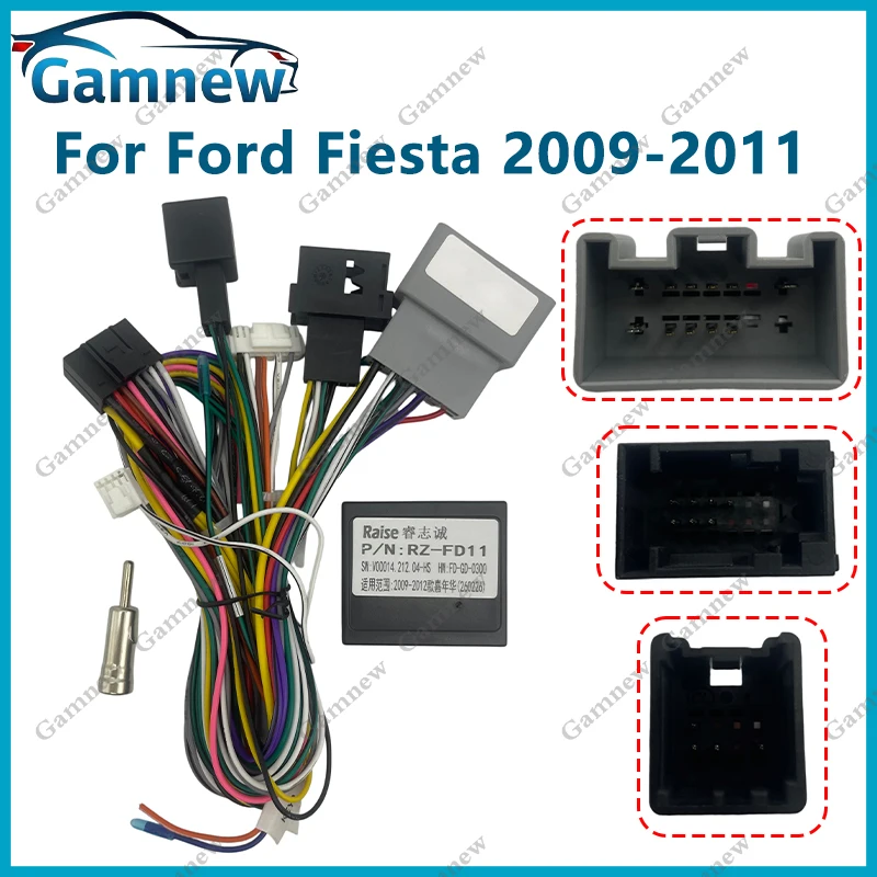 Gamnew Car 16pin Wiring Harness Adapter Canbus Box Decoder Android Radio Power Cable For Ford Fiesta 2009-2011