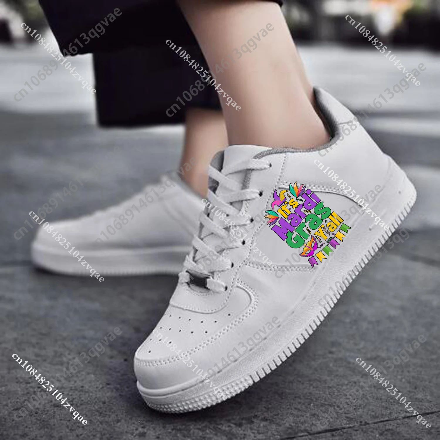 Mardi Gras AF Basketball Mens Womens Sports Running High Quality Flats Force Sneakers Lace Up Mesh Customized Made Shoe DIY