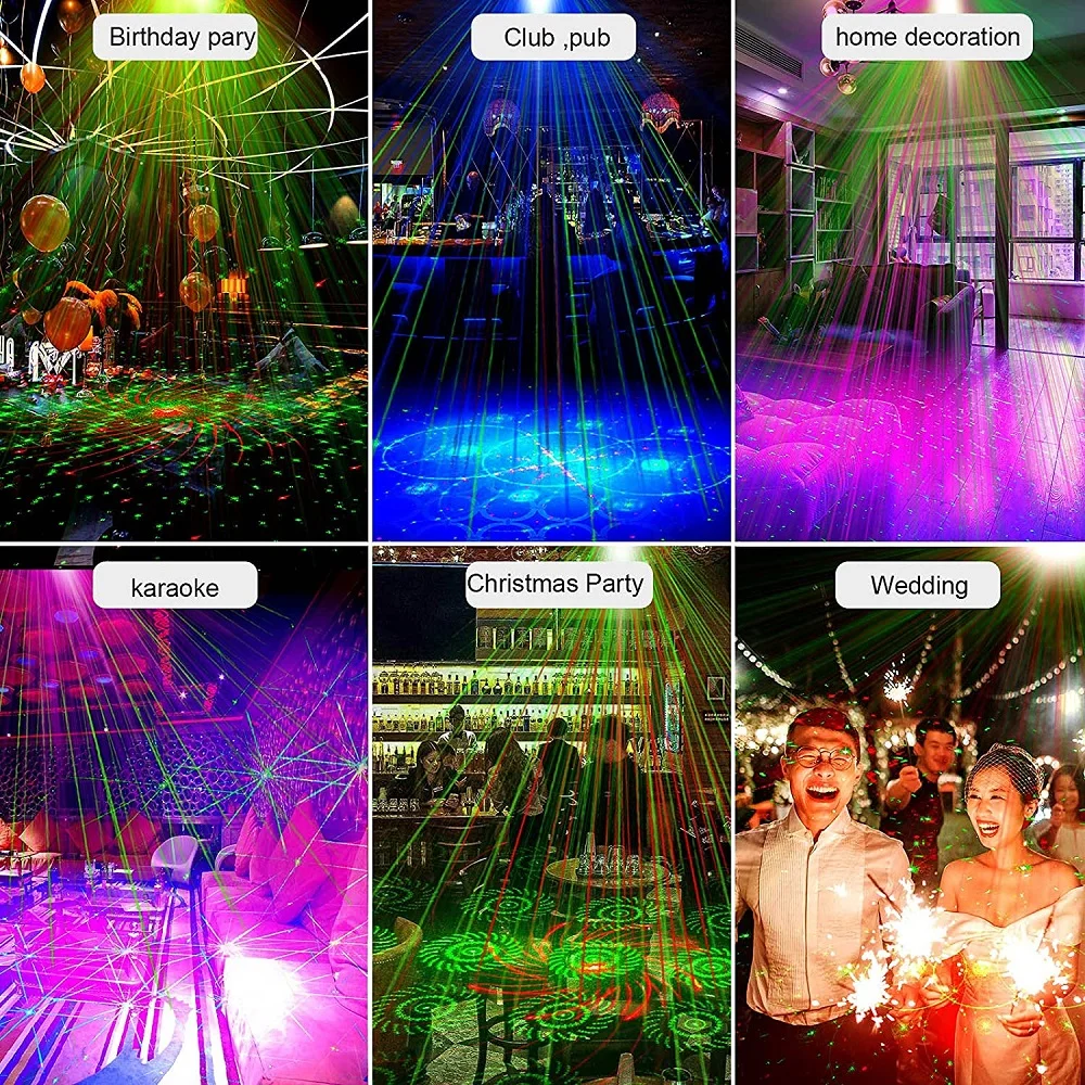 Stage Party Laser Projector DJ Disco Light Rechargeable Red Green Blue Strobe Party Club Home Festival Decorative Light Effect