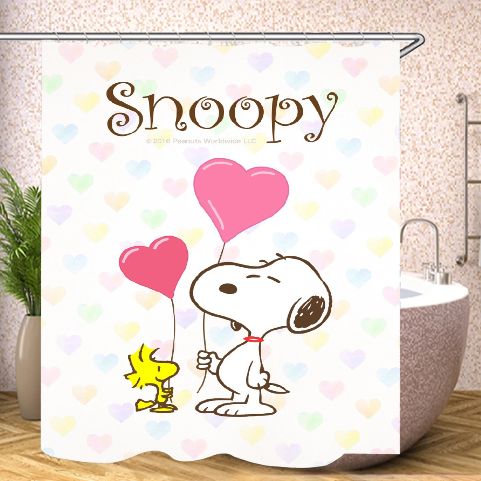 Snoopy Anime Cartoon Shower Curtain and Toilet Sets Cute Shower Funny Accessories Single Piece Bath Screen Full Set