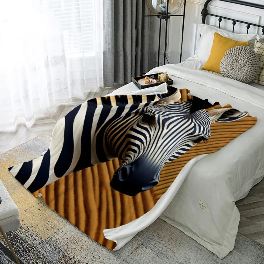 

Одеяло с рисунком зебры, фланелевое покрытие из микрофибры, одеяло для спальни, гостиной, дивана, мягкое и удобное украшение для дома