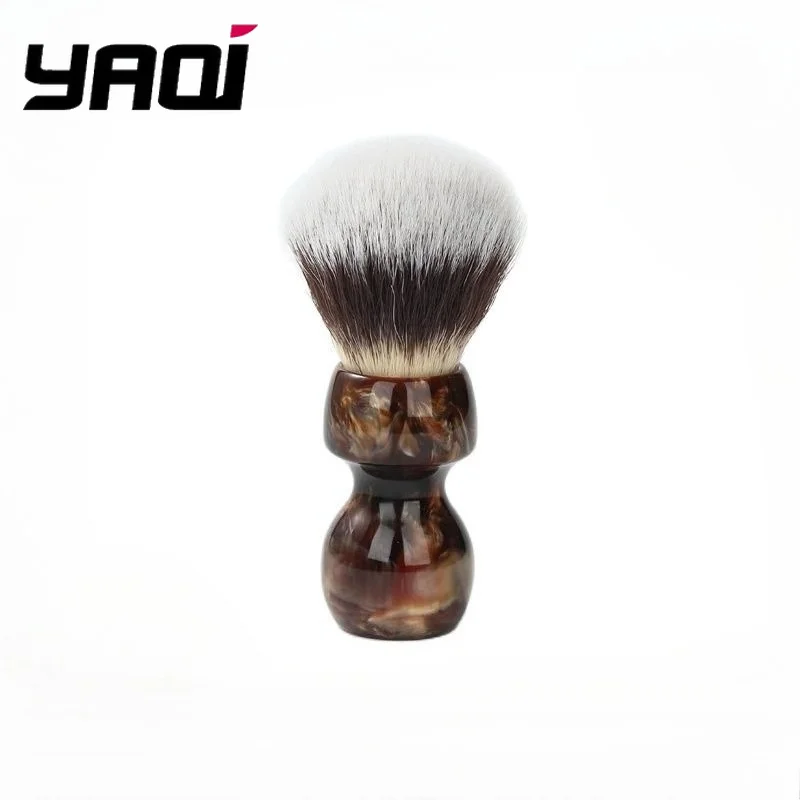 YAQI Caramel Cat's Whisker Synthetic Hair Mens Wet Shaving Brush - Premium Quality Travel Beard Care Grooming Tool