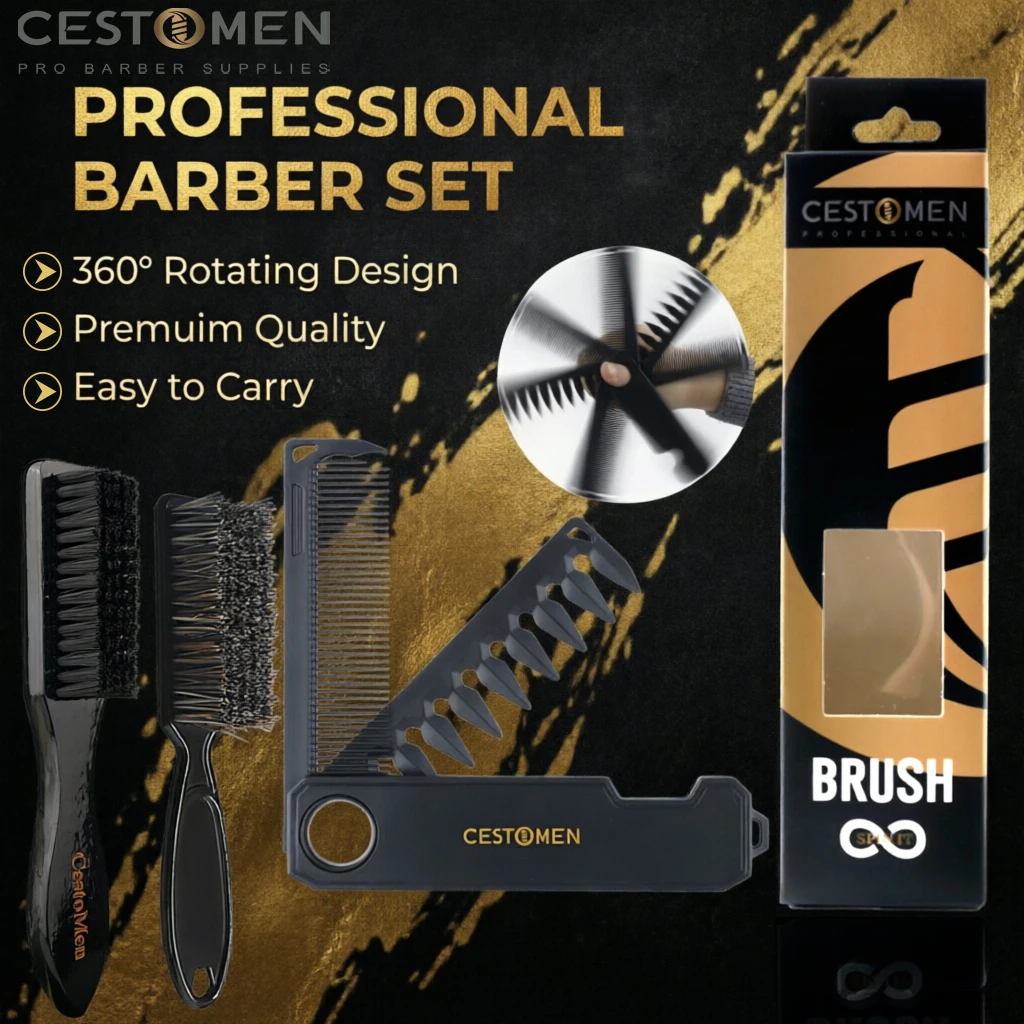 

Набор профессиональных парикмахерских инструментов из 2 предметов: портативные складные расчески 2-в-1, щетка для чистки шеи, расческа с двойными зубьями для укладки волос