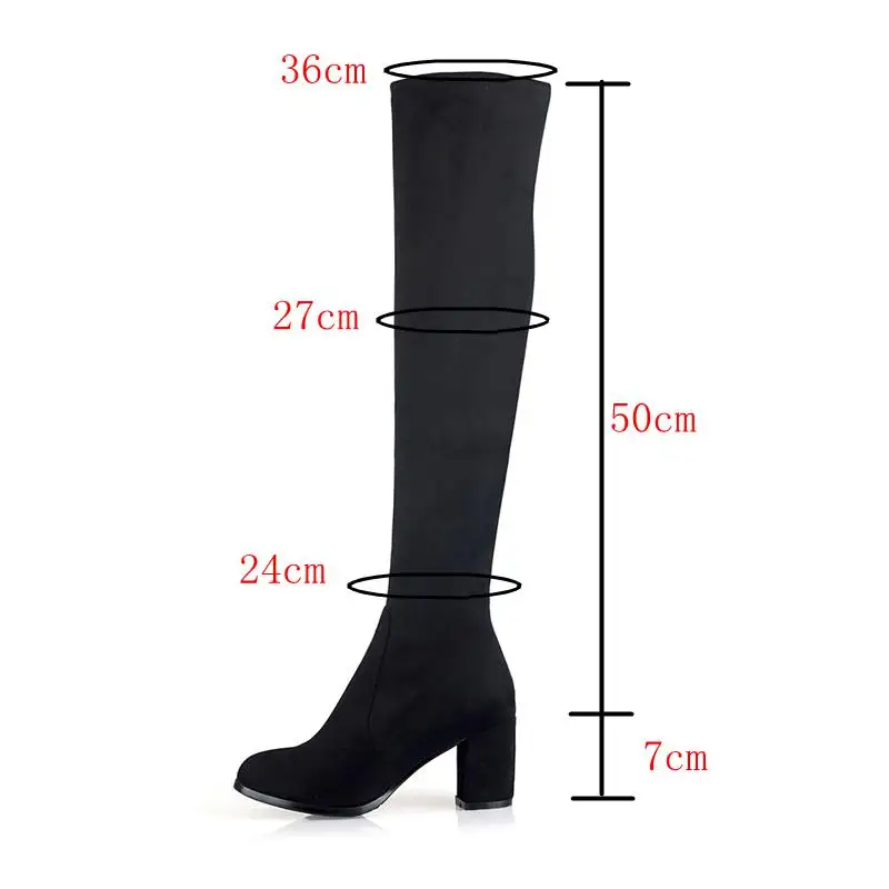 Orcha Lisa Faux Boots leopard Women Sexy long boots Over the knee thigh high Pointed toe Chunky heel Zipper Pull on 43