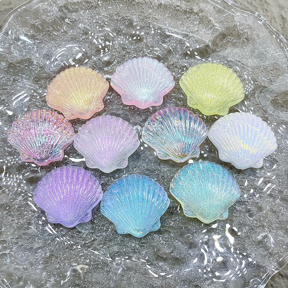 100pcs Kawaii Resin Simulated Mini Glitter Shell Flatback for DIY Phone Case Hairpin Keychain Scrapbook Dollhouse Decor
