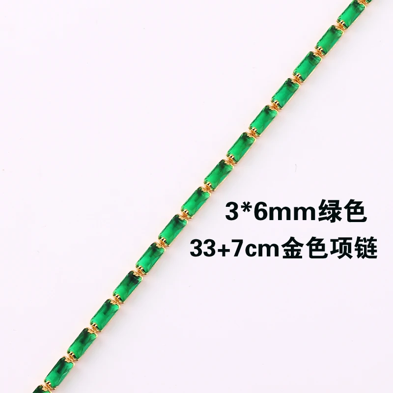 Sexy Choker Tennis Chain Necklace For Women Luxury Green Cubic Zircon Diamond Short Iced Out Hip Hop Neck Accessories Jewelry