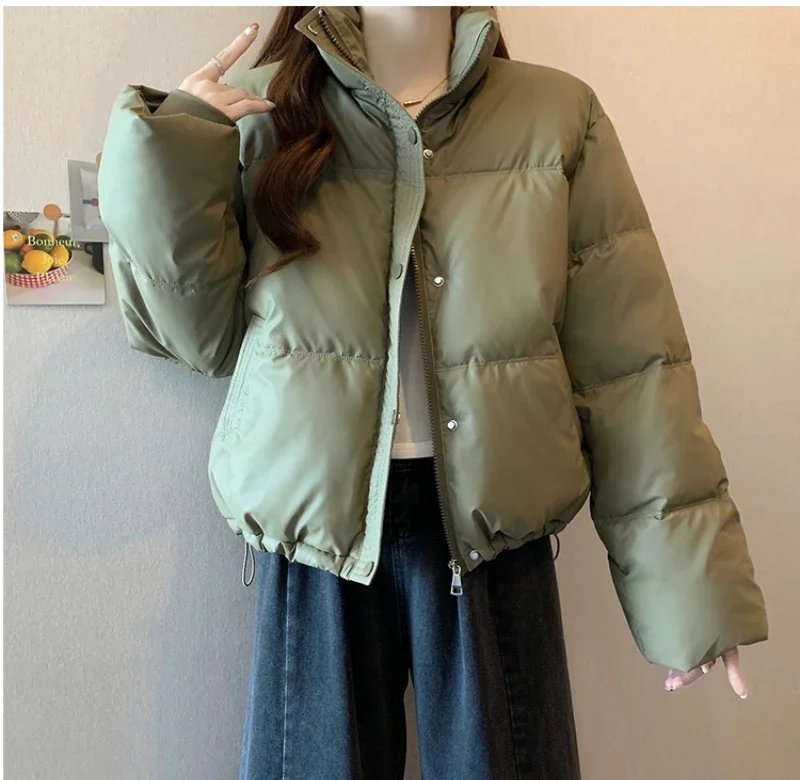 2024 winter new foreign trade ebay fashion stand collar temperament short drawstring warm winter jacket