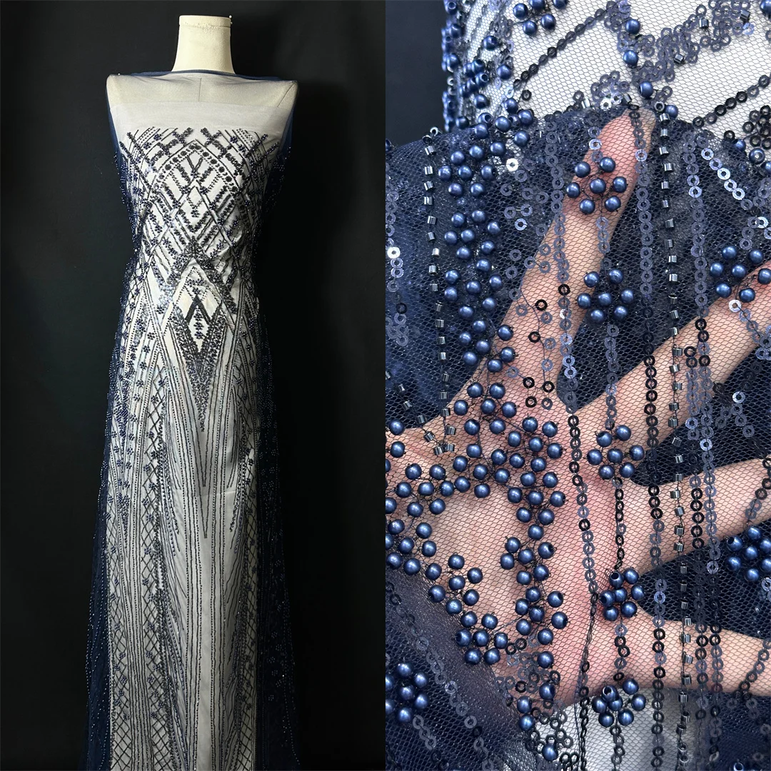 

Factory Offers Wedding Evening Dress Fabric - Delicate Elegant Soft Beaded Tube Lace With Stones | Best Quality U_Ge2815