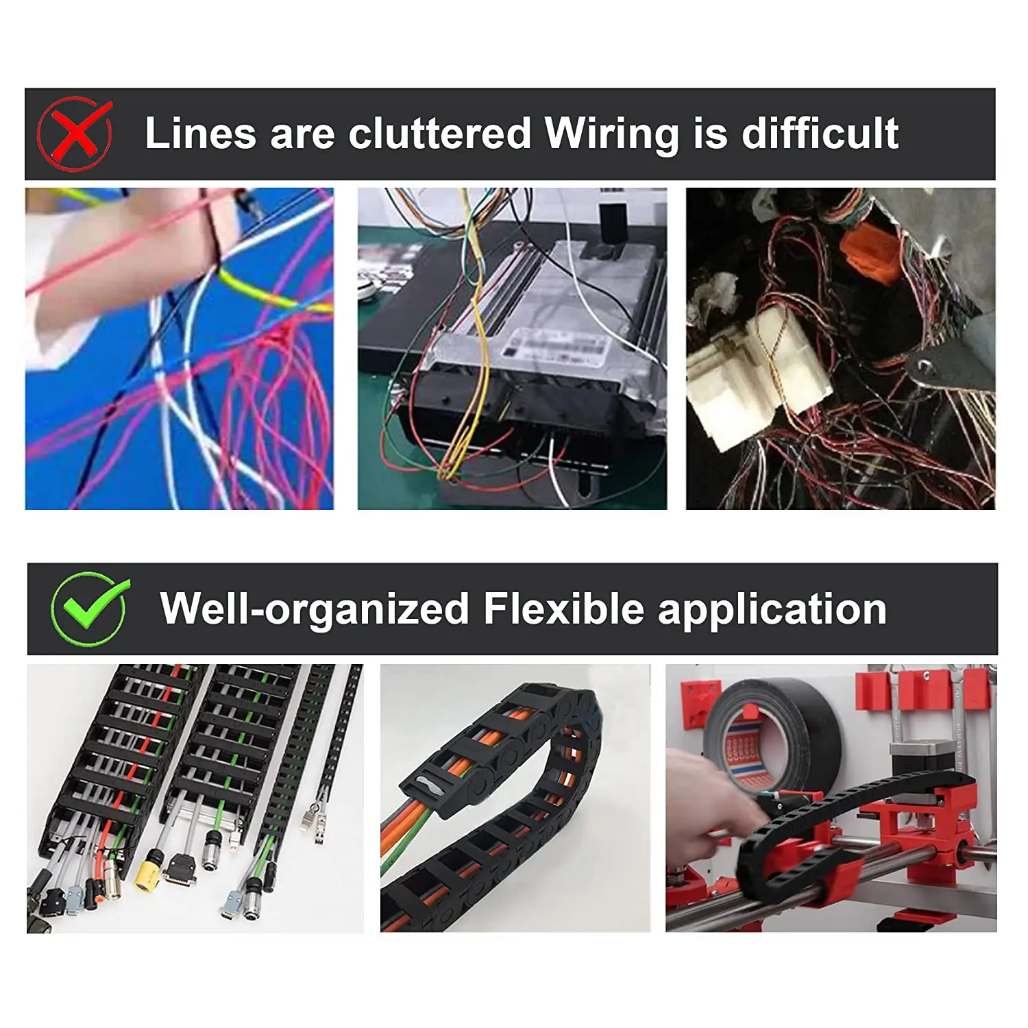 Cable Chain 1 M Plastic Flexible Drag Cable Chain Wire Carrier for 3D Printer and CNC Machine 10 X 20/30/40mm