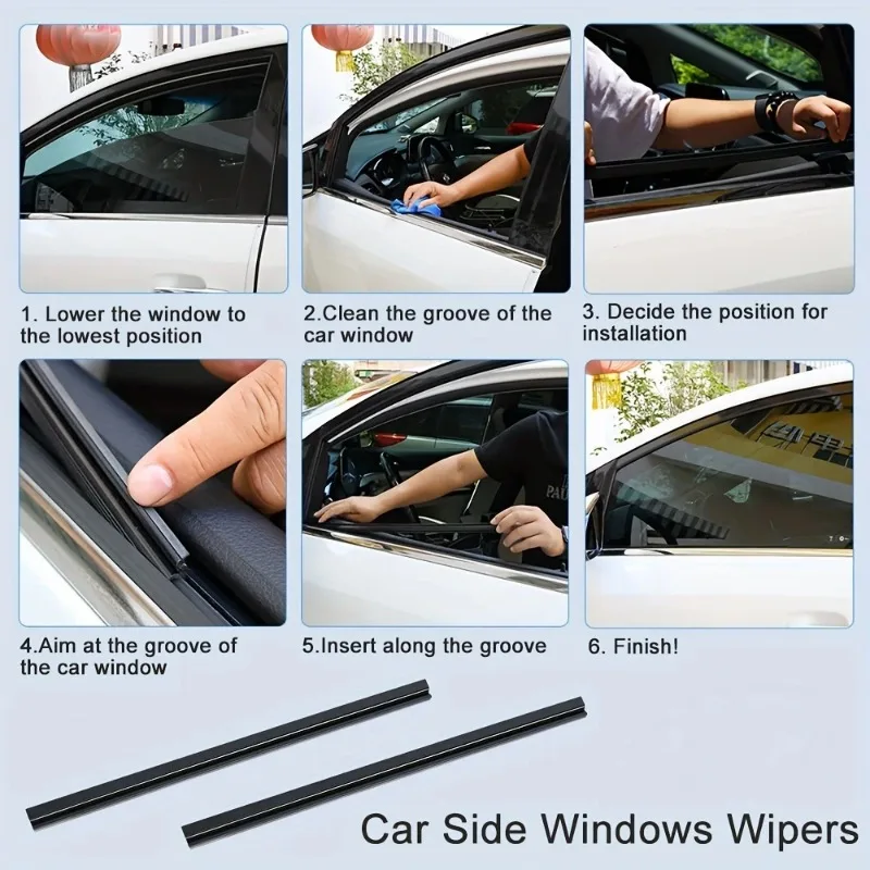 2pcs Rubber Car Side Window Windshield Wipers - Left Side, Clear View For Driver And Passenger Window