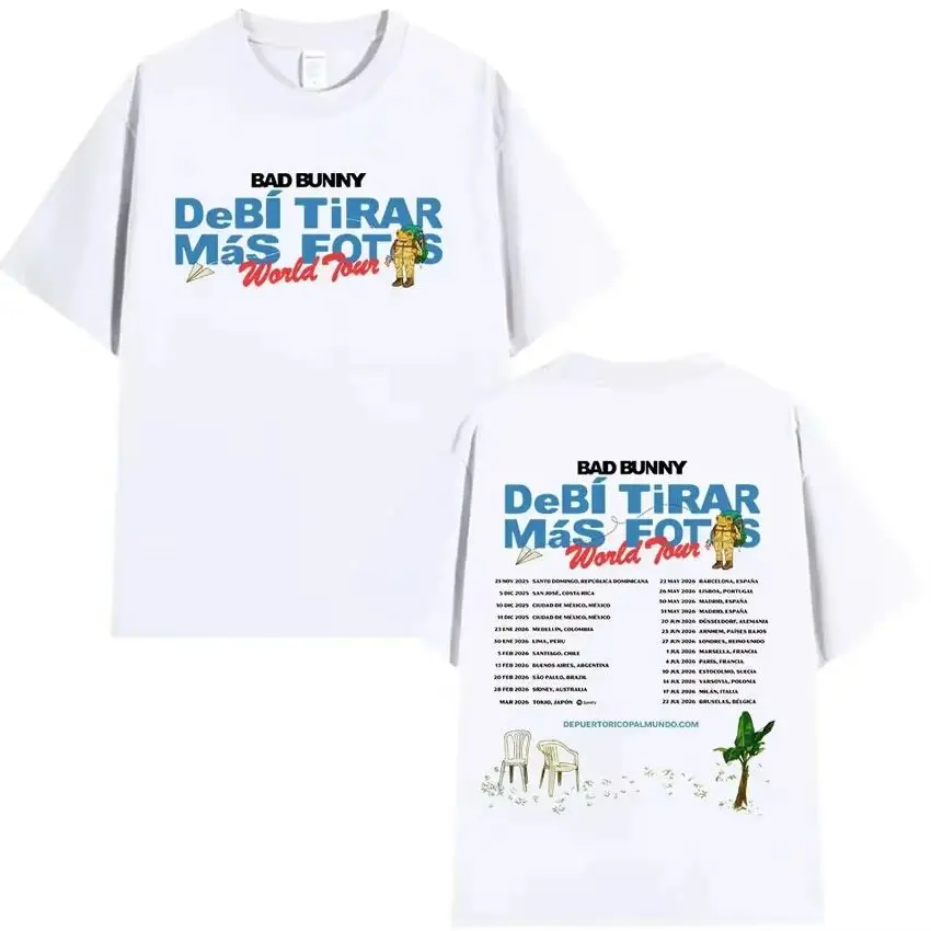 Y2k Fashion Top Rapper Bad Bunny Tour 2025 Album Merch T Shirts Debi Tirar Mas Fotos DTMF Graphics Cotton Printed T-shirt Unisex image 4