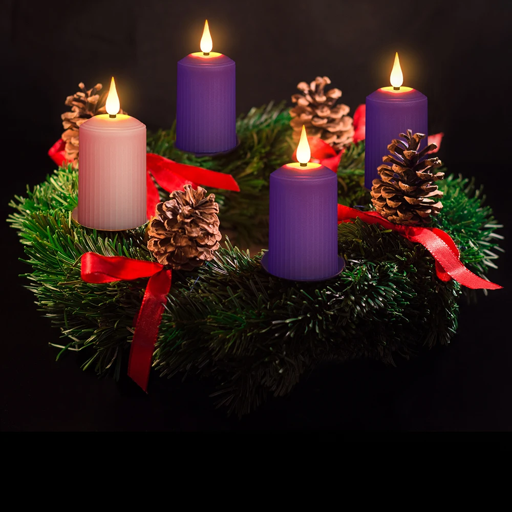 FPOO-Rechargeable LED Candles by USB, Flickering Flame, Waterproof, Wedding Candles, Christmas Decorative, Purple,Tealight Timer