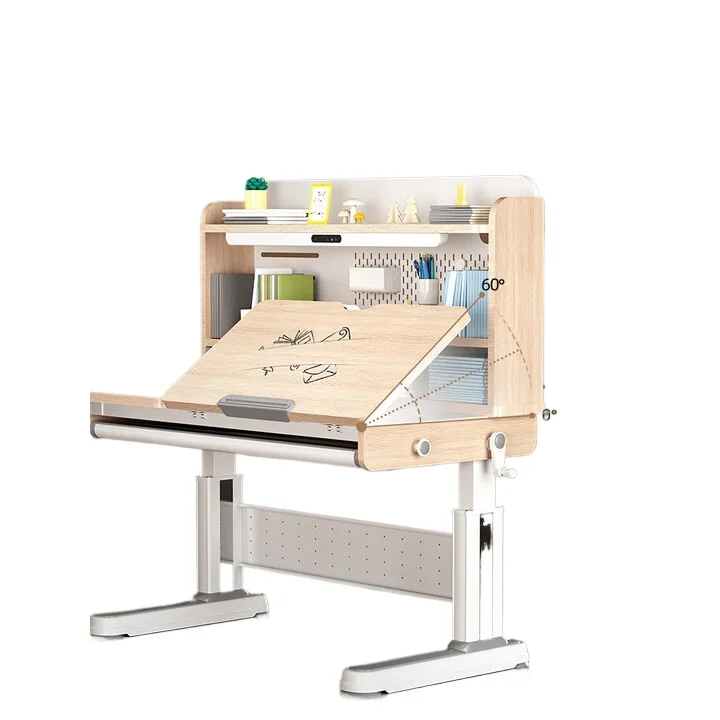 Solid wood children's study table household primary and secondary school students lifting desk and chair writing table